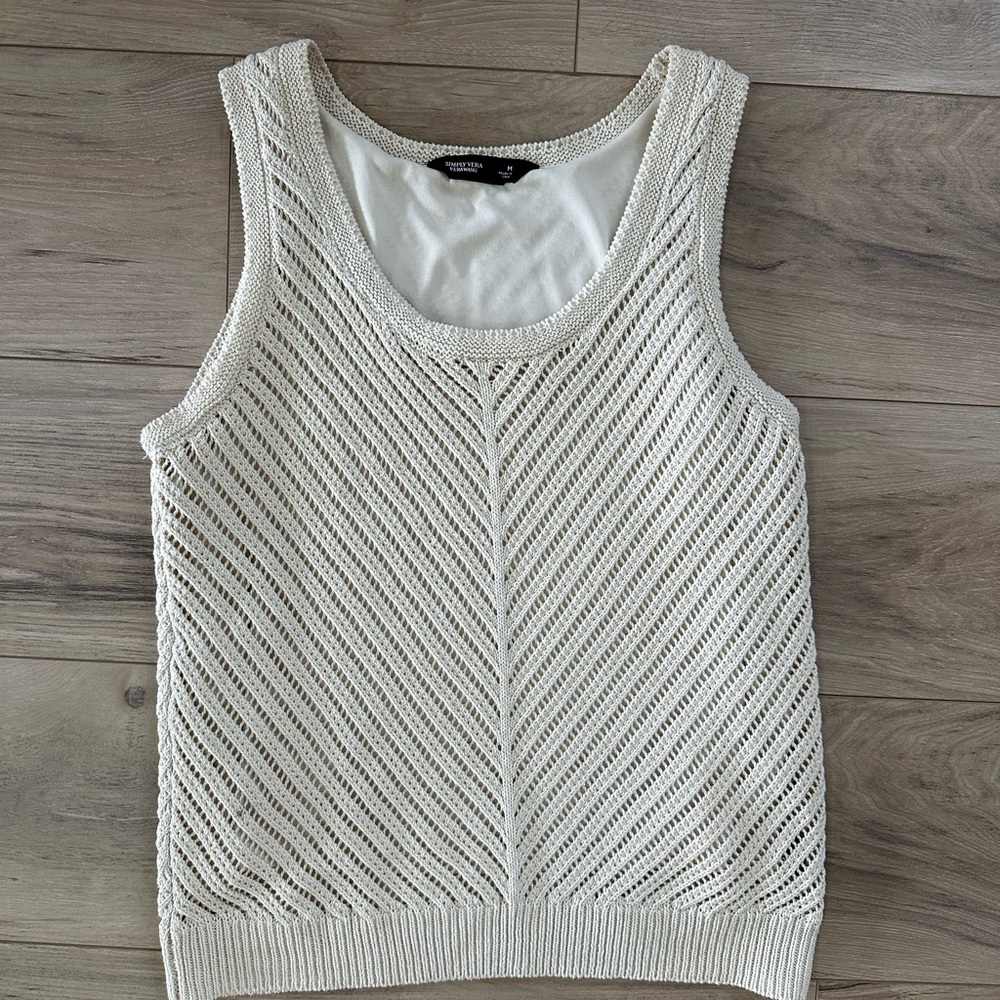 Vera Wang Textured Cream Tank Top